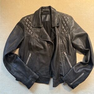 All Saints Black Quilted Leather Biker Jacket